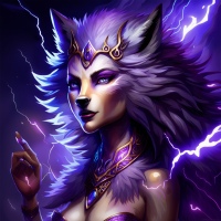 (Masterpiece, Illustrated, Best Quality: 1.5), Crazy and Beautiful Wolf Queen, Roaring, Illumination, Colors, Illusions, Sunrise, Fine Details, Calm, Fine Face, Detailed Eyes, Detailed Legs, Detailed Shadows, Slender, Highly Detailed Body, (Lightning Aura), Oblique Aura, {Body Cracking with Lightning}, Wild Fur, Light Purple Magic Fur, Fox Ears, Ice Elements, {Aurora} Full of Sky, {Ice Storm}, exploding lightning, atmosphere full of lightning, full body focus, detailed background, movie, 64K, ultra high definition
